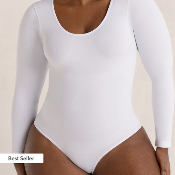 Shapermint Essentials All Day Every Day Long Sleeve Bodysuit White Small NWOT - Picture 1 of 5